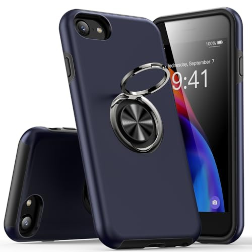 KRAFTCARE Hülle für iPhone SE (2022/2020),iPhone 8 und iPhone 7 Handyhülle mit Eingebetteter 360° Grad Ring, Magnetische Schutzhülle TPU Stoßfest Cover Case für iPhone 7/8/SE,4,7 Zoll-Blau