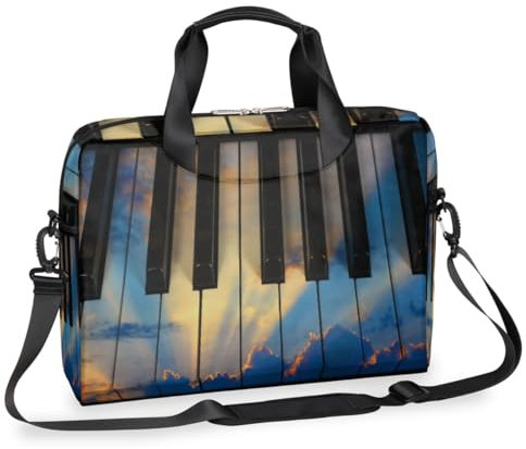 Sunset Clouds Piano Laptop Sleeve Music Piano Laptop Computer Handtasche Aktentasche Messenger Tragetasche Tasche Schultergurt für 13-16 Zoll, farbig, 13-16in