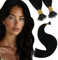 YoungSee Echthaar Extensions Nanoring Schwarz 45cm Nano Extensions Echthaar Schwarz Nanoring Extensions Echthaar 1g/s Cold Fusion Nanoring Extensions fur Damen Remy Nano Ringe Haare 50g #1