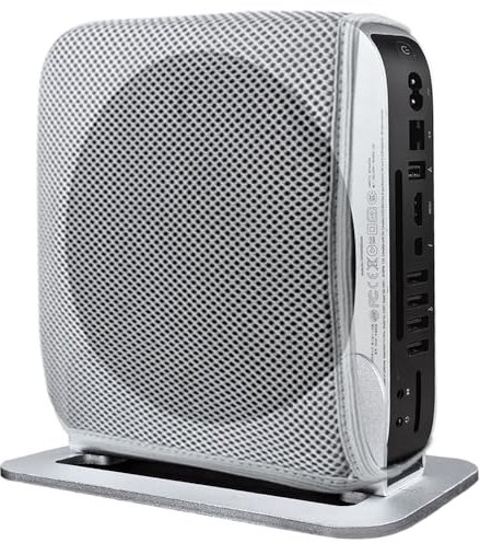 JEMACHE Metal Desktop Vertical Stand for Apple Mac Mini 2010-2023 M1, M2, M2 Pro (Silver (with Cover))