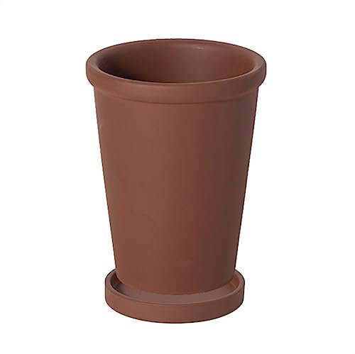 Pot de fleurs Pots de fleurs de couleur unie, hauts, fins, ronds et épais, hauts et simples avec plateau, jardinières en céramique pour maison/bureau/jardin/balcon, plantes succulentes, fleurs (co