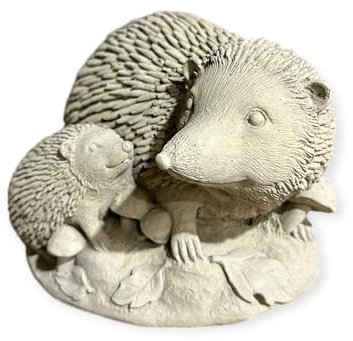 OriginalPaul Skulp & Betondesign Igel mit Jungem - Frostsichere Steinfigur aus Beton Maße Höhe/Breite/Tiefe: 12/20/14 cm Gewicht ca. 3,75 kg