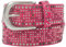 Damengürtel mit Nieten, Strass-Nieten-Besatz, Synthetikgürtel im Vintage-Style, Breite ca. 3,8 cm (Pink; BW85cm - Gesamtlänge 100cm)