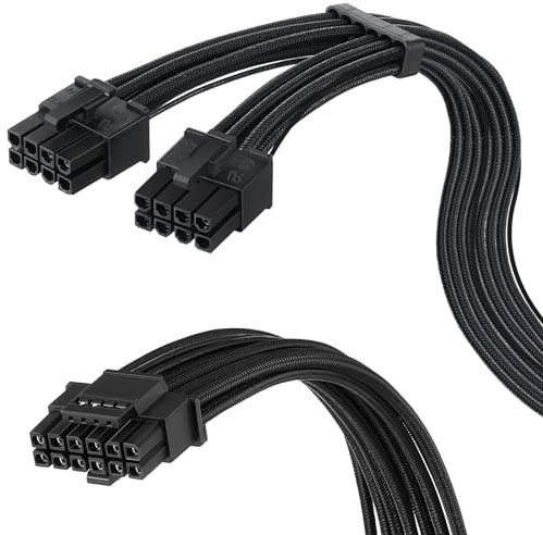 Enhon - Adaptador de cable GPU (600 W, PCIe 5.0, 12VHPWR, con conector de 12+4 pines, cable de alimentación de 40 cm, apto para fuentes de alimentación de tipo 4 a través de dos conectores PCIe de 8