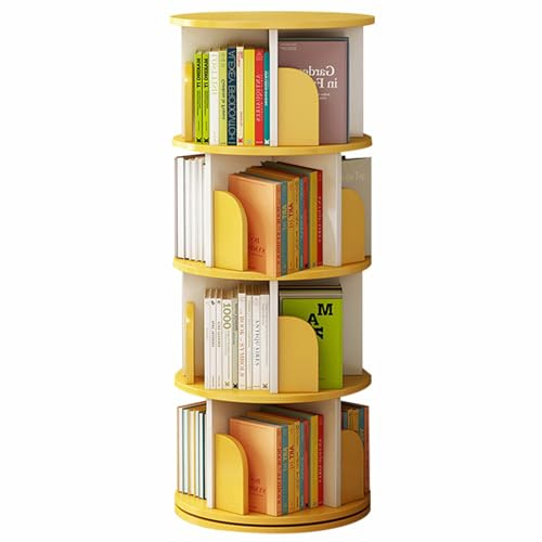 360° drehbares Bücherregal Standregal Heimstudium Studienorganisation Bücherregal Verdicktes Material Sicher und langlebig Einfach zu bedienen(Gelb,126 * 46cm)