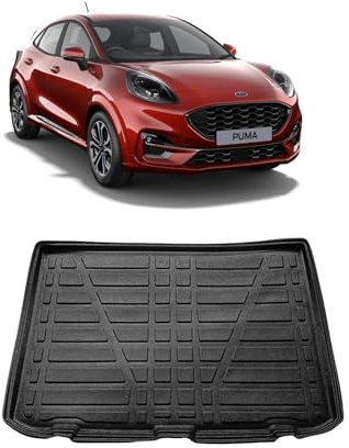 LAS Boot Liner for FORD PUMA 2020 Onwards Recyclable Plastic (TPE) Tailored Fit Car Floor Mat Protector Guard Tray Black Custom Fitted Dog Friendly Waterproof with Raised Edges