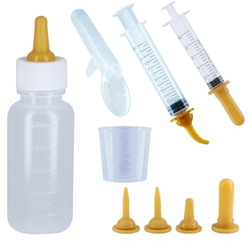 Selyse 10 Stück Aufzuchtflasche Haustier Babyflasche Kit Squeeze Flüssigkeit Hund Katze Nadelschlauch Kit Spritze Fütterung Kit und Ersatz Mini Nippel