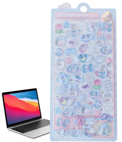 Reusable Cute Stickers for Kids - Waterproof Transparent Stickers for Laptops, Phone Case, Water Bottle, Pen Case