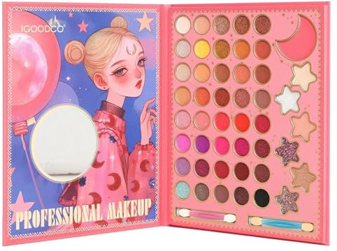 Set di trucchi per ragazze, giocattoli per il trucco per bambini, atossici, con 3 pennelli lavabili,C'è uno specchio, spettacoli teatrali,Halloween (48 Colori)