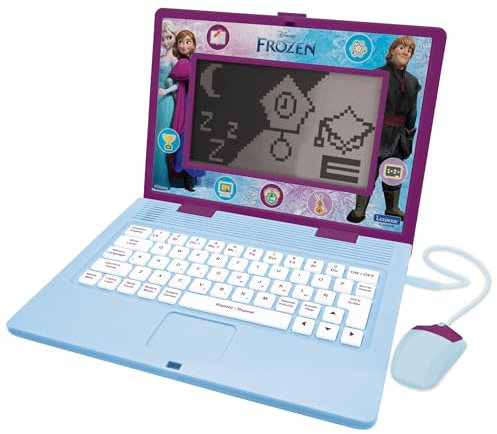 LEXIBOOK, Frozen, Portátil Bilingüe y Educativo ESPAÑOL/INGLÉS, Juguete para Niños, 170 Actividades para Aprender, Jugar Juegos y Música, Pantalla Grande, Púrpura/Azul, JC599FZi2