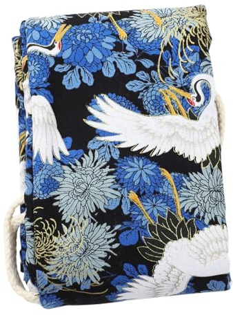 Flötenschutztasche Baumwollstoff mit Kordelzug, Blau | Baumwoll Linen, Faltbar und Leicht zu Tragen, für Piccolo und Andere Blasinstrumente