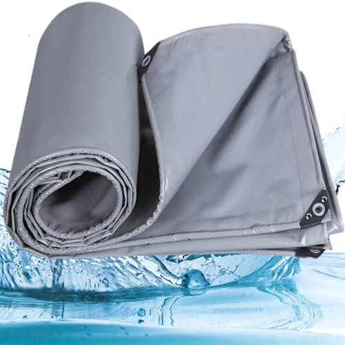 JXLQFA Bâche de Protection, 2.5x16 m 450g/m² Grande Bâche Plastique de Masquage pour Protéger Sols et Meubles Lors de Travaux de Peinture, PVC Résistant aux Solvants JXL11, Gris