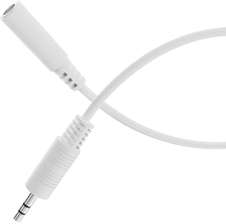 HDSupply Cable de extensión auxiliar, extensión de cable jack de 1,50 m, audio jack estéreo de 3 patillas y 3,5 mm, cable de audio para auriculares, barra de sonido, TV, coche, radio, blanco
