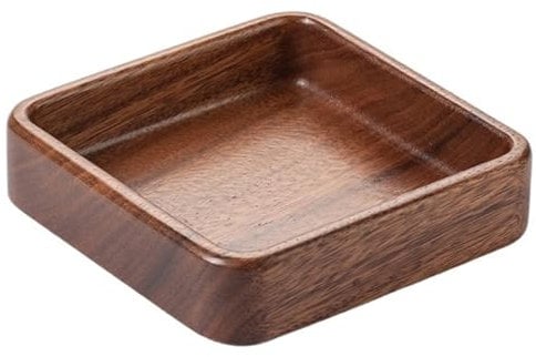 XYUERU Square Wooden Serving Bowl, Walnut, Rustic, Solid Wood, 14.5x14.5x4cm, Fruit, Vegetable, Nuts, Bread, Candy, Salad, Snack, Coaster