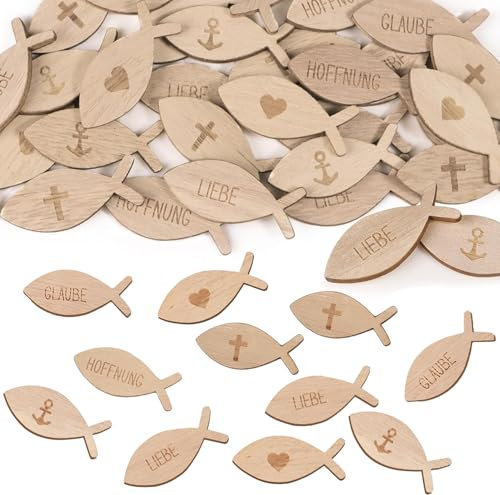 100 Stück Taufe Deko, Streudeko Taufe, Taufdeko Junge, Taufdeko Mädchen, Fische Konfetti für Junge Mädchen Taufdeko