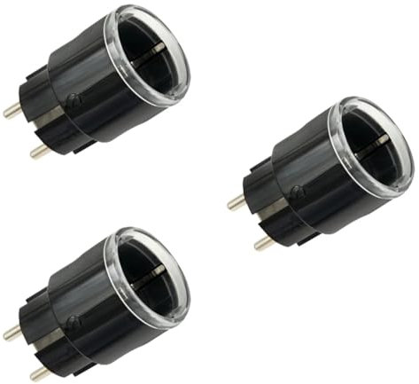 Shelly Plug S MTR Gen3 Schwarz, 3er Pack, Matter-zertifizierte intelligente Steckdose mit Stromüberwachung und mehrfarbiger LED-Anzeige, iOS Android APP-Fernbedienung, Google Home+Alexa-Zubehör, Timer