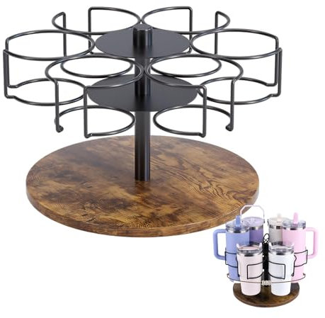 Water Bottle Organizer for Stanley 40/30 oz, Rotating Stanley Cup Organizer Holder, Water Bottle Storage Rack, Tumbler Holder Organizer, Stanley Cup Accessories, Easy to Install, Vintage Brown