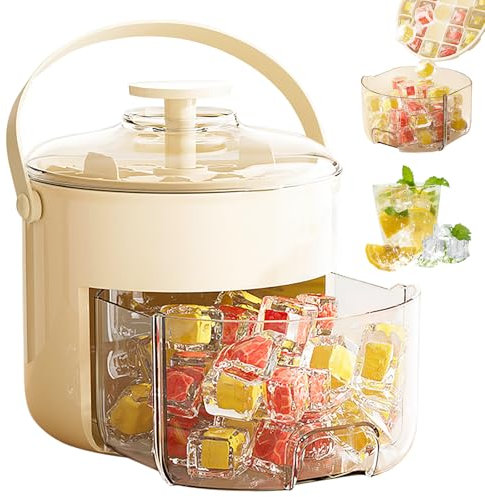 Ice Cube Tray with Lid&Bin,Reusable Ice Cube Mold with 40 Cubes,Easy Press Release Stackable Ice Trays Storage Iced Bucket Kits for Freezer BPA Free,Spill-Resistant for Drinks,Coffee,Cocktail