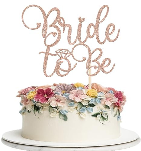 1 Stück Bride to Be Kuchen Deko Glitzer Hochzeit Ring Cake Topper Hochzeit Tortendeko für Bachelorette Braut Dusche Thema Party Kuchen Dekoration Rosegold