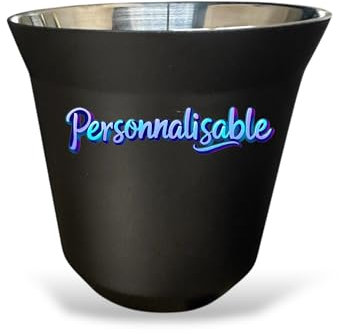 France Design Tasse à Café Expresso Inox de 80 ml - Double Paroi Isotherme - Incassable - Noir personnalisable