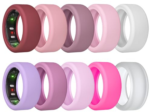 MAKCPOIMER Ringhülle für RingConn Gen 2, elastischer Silikonringschutz für RingConn Gen 2, Air Workout, Zubehör für Herren und Damen, 10 Stück (alle 10 Farben - 2, S (7/8/9/10/11))