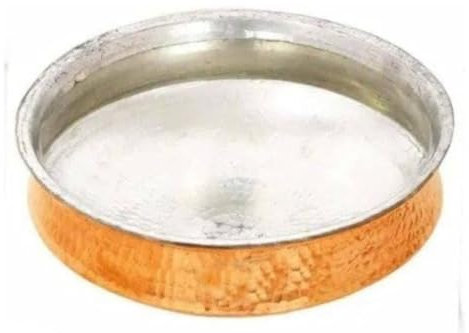 Lalit Kishori Heavy Gauge Copper Hammered Lagan Handi | Dish Pan With Tin Lining | Cooking Pot | Dum Biryani Rice and Veg/Nonveg for Cookware & Serveware (Copper, 04 Liter)