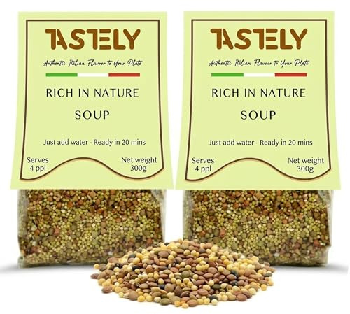 TASTELY Ancient Grain Soup Mix - 300g 2pk | High in Protein Quick Soups Mix Dried Grain Blend with Millet | Buckwheat, Quinoa and Amaranth | Suitable for Vegan and Gluten Free Diets