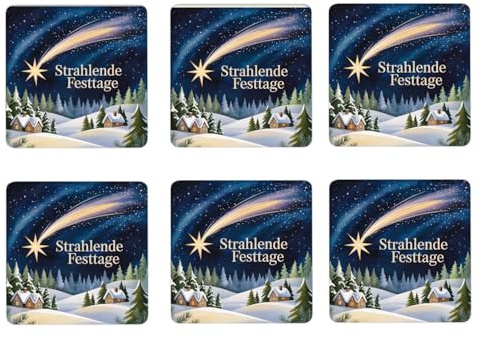 Weihnachten Sternschnuppe 6er Set Untersetzer aus Holz - Strahlende Festtage schöner Sternschnuppen-Bierdeckel Geschenk Holz-Deko