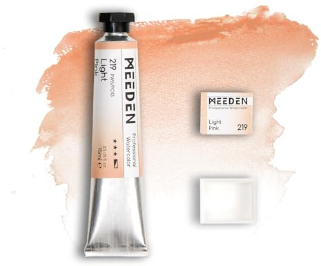 MEEDEN Acquerello Professionale per Artisti: Rosa Chiaro - Tubo 15 ml, Mezza Godet Pigmento Semi-Umido e Mezza Godet Vuota Abbinata per Artisti Professionisti