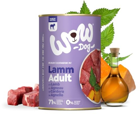 WOW Dog Hunde-Nassfutter mit Lamm | Enthält Vitamine und Mineralien, ohne Getreide und Zucker | 400 g