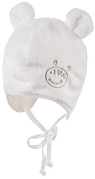 maximo Unisex Baby Bär mit Ohren und Stickerei Mütze, Weiß (wollweiß 38), 43/45