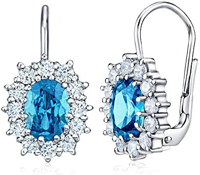 SILVEGO Damen Ohrringe aus 925 Sterling Silber mit Zirkonia, synthetischem Rubin, Topas und Saphir