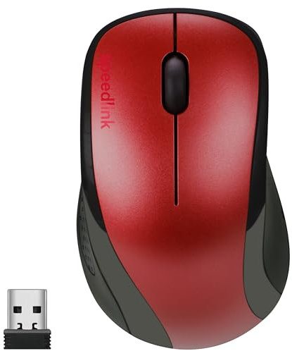 Speedlink KAPPA Mouse wireless - leichte USB Maus kabellos mit 2.4G USB-Empfänger, PC Maus ohne Kabel für PC, Laptop und Notebook, Büro, Office, 1200dpi, rot