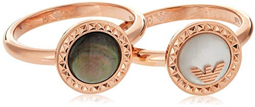 Emporio Armani Damen-Stapelring Edelstahl mit Rund Perlmutt '- Ringgröße 59 EGS2561221-9