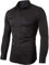 INFLATION Chemise élastique Homme, Manches Longues, Taille ajustée, Casual/Formel, Multiple Couleurs à Choisir,Noir,43