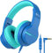 iClever HS19 Kinder kopfhörer über Ohr, HD Stereokopfhörer mit Mikrofon, Lautstärkenbegrenzer 85/94dB, Sharing-Funktion, Faltbarer Kopfhörer für Schule, Travel