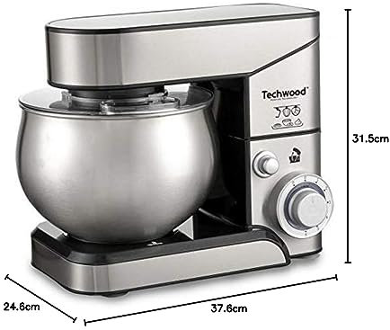 Techwood TRO-1050, Robot de repostería multifunción con cuenco de acero (5 L, 1000 W, acero inoxidable)