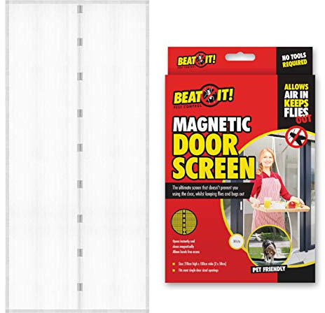 White Magnetic Insect Door Screen - Keep Flies, Mosquitoes & Other Bugs Out