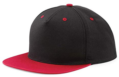 MKR Snapback Flat Peak Cap Baseball Hat 5 Panel 100% Baumwolle Gr. One size, schwarz/red