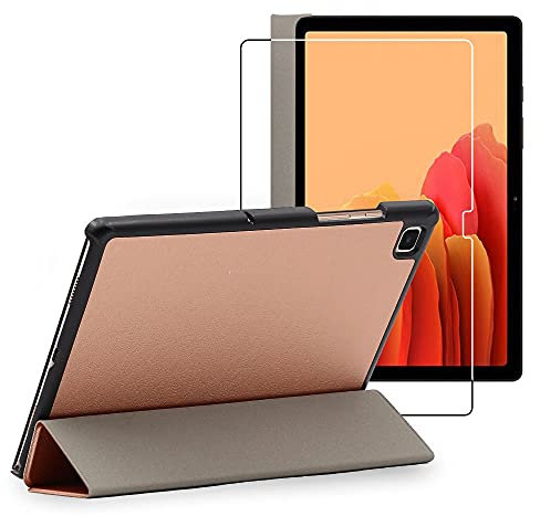ebestStar - Coque pour Samsung Galaxy Tab A7 10.4 T505 (2022, 2020), Etui Slim Cover, Housse PU Cuir Rabat Magnétique, Or Rose Gold + Verre Trempé
