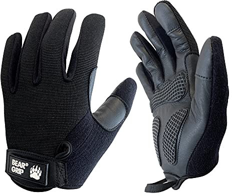 BEAR GRIP - Gewichtheber-Handschuhe mit Gel-gepolsterten Handflächen für Multi-Sport-Workouts, Bodybuilding, Crossfit, Calisthenic, Radfahren, volle Handflächen-Anti-Rutsch-Schutz. (Schwarz, XL)