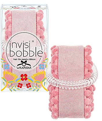 invisibobble Wrapstar Ami & Co Haarband I 2-in-1 Haarschleife Rosa mit Original Slim Haargummi für Mädchen & Damen I Limited Collection Flores & Bloom