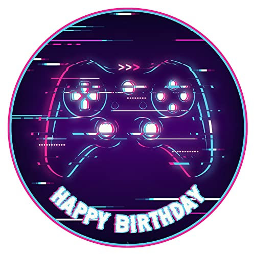 J&M DECO Tortenaufleger Gamer – essbare Kuchendeko Ø 20 cm – Tortenbild mit Gaming-Motiv für Jungengeburtstag – Zuckerpapier Tortendekoration – gebrauchsfertig