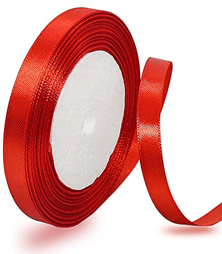Satinband Rot 10mm, 22 Meters Dekoration Geschenkband breit Schleifenband, Stoffband für Hochzeit, Taufe und Geburtstag Geschenke