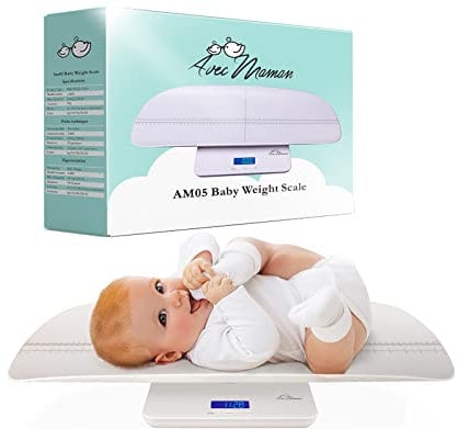 Avec Maman AM05 Babywaage - NEU 2023 - Digitale Baby Waage für Kleinkinder - Große Oberfläche und Tara-Funktion - Babywaage Digital - Ideal für untergewichtige/frühgeborene Babys - bis zu 100 kg