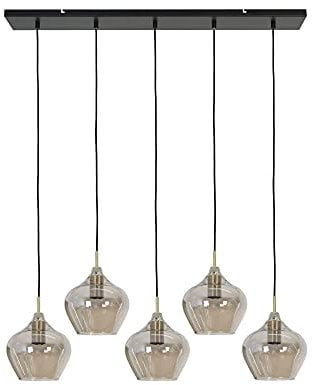 Light & Living Hängeleuchte Rakel - Bronze - 5L 104x20x120cm - Rechteck - Glas - Hängelampe & Pendellampe - Lampe Wohnzimmer & Schlafzimmer - Pendelleuchte Esstisch