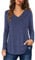 Ladies Blouses Casual Long Sleeve Tunic Tops V Neck Longline Basic T-Shirt Royal Blue Size 12 14