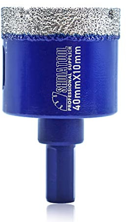 SHDIATOOL Punta per Trapano Diamantata 40mm Sega a Tazza con Gambo Triangolare per Porcellana Ceramica Piastrella Granito Marmo