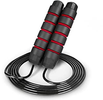 ProsourceFit Speed Jump Rope up to 8 Foot Adjustable Length for Men and Women, Foam Handles, Ultra Light Rope for Boxing, Jumping Exercises and Cardio Workout, Red