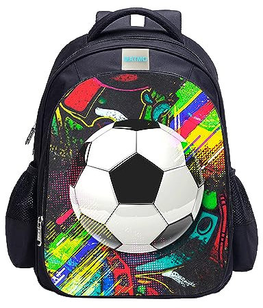 MATMO Fußball Rucksack für Jungen, Fußball Druck Rucksack Coole Fußball Muster Schultasche, Fußball Rucksack 23-8, One_Size, Cartoon, Einheitsgröße